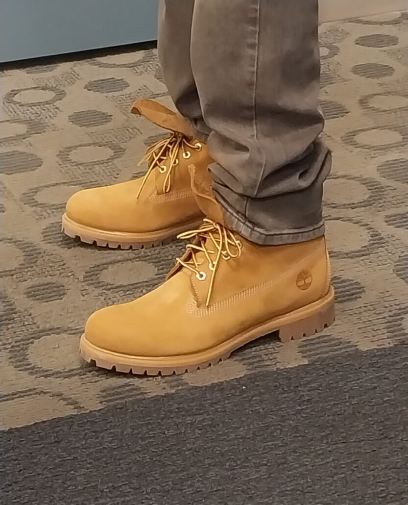 James Barnes wearing his own classic pair of fresh 6 inch premium Timberland boots